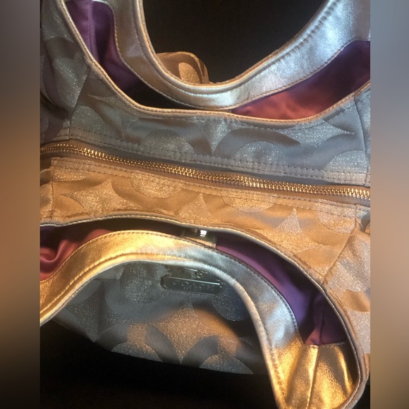 Coach Vintage Y2K Gold Sparkly Tan Signature Monogram Medium Satchel Bag… - Picture 8 of 14